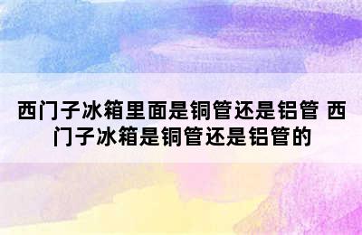 西门子冰箱里面是铜管还是铝管 西门子冰箱是铜管还是铝管的